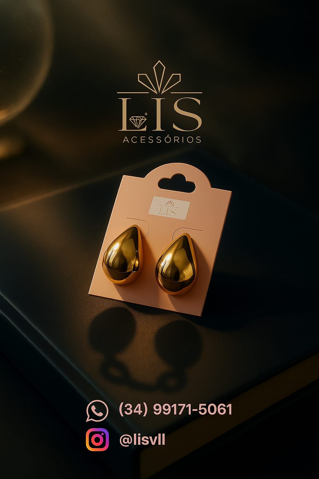 Brincos gota dourados