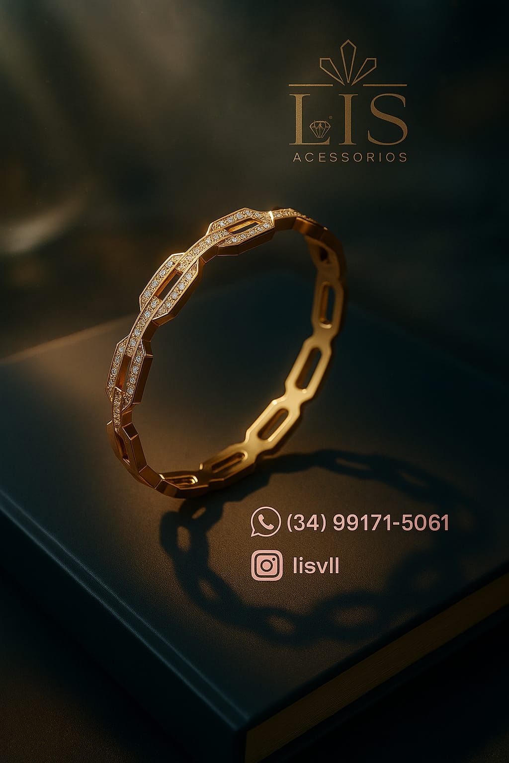 Pulseira elos com zircônias