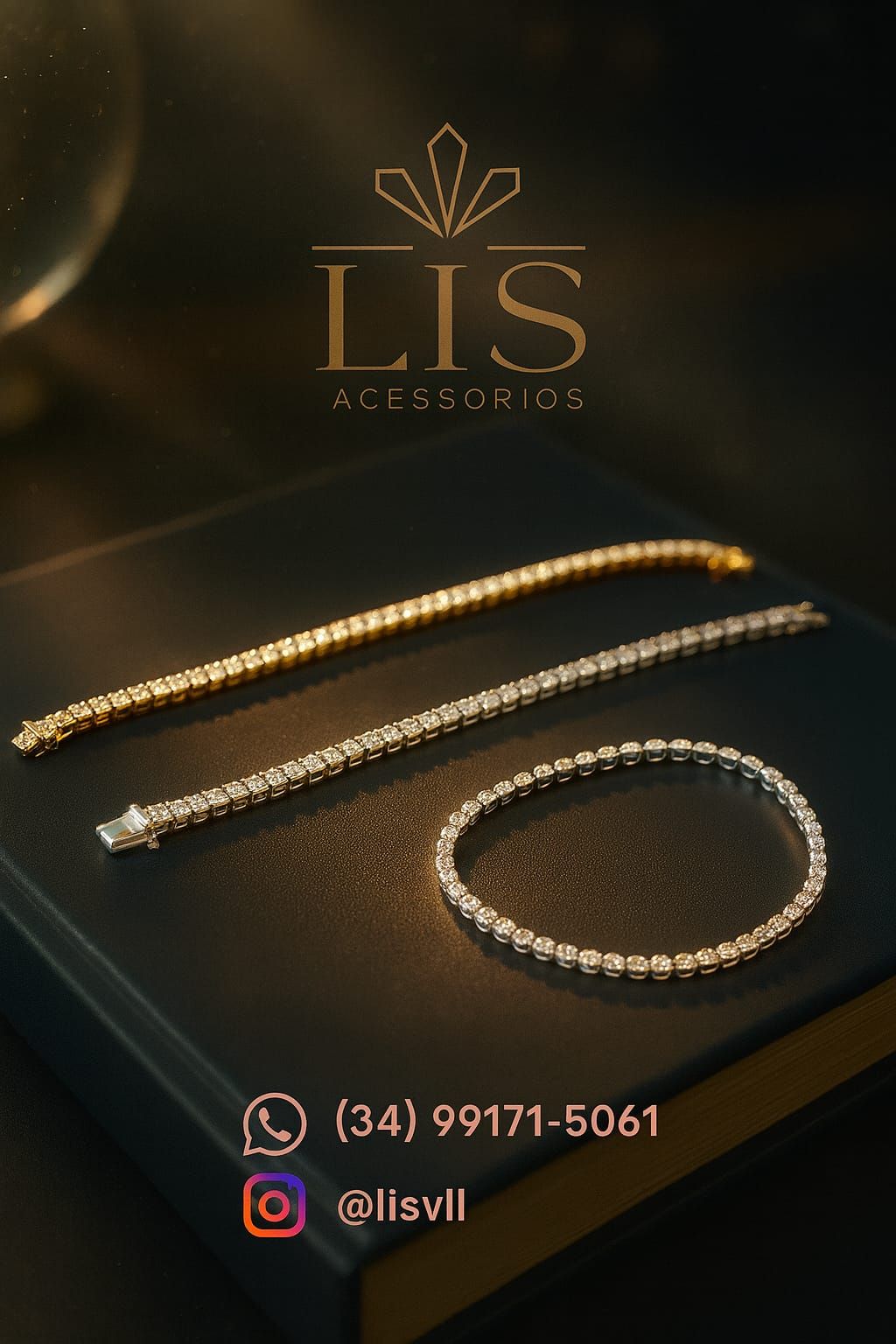 Pulseiras finas tipo tennis